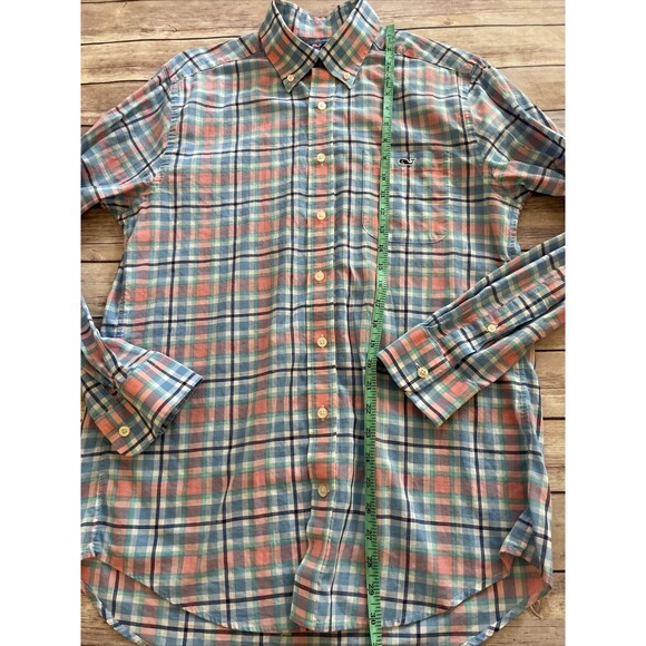 Vineyard Vines Mens Cotton Slim Fit Tucker LS Button Up Pink Blue Plaid Shirt M - Picture 5 of 6